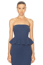Gabriela Hearst Hoffman Peplum Top in Denim, view 1, click to view large image.