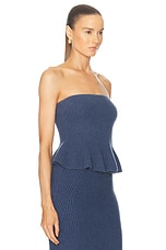 Gabriela Hearst Hoffman Peplum Top in Denim, view 2, click to view large image.