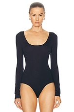 Gabriela Hearst Emily Bodysuit in Dark Navy, view 2, click to view large image.