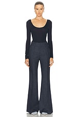 Gabriela Hearst Emily Bodysuit in Dark Navy, view 5, click to view large image.