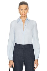 Gabriela Hearst Delmer Top in Light Blue, view 1, click to view large image.