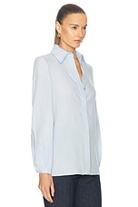 Gabriela Hearst Delmer Top in Light Blue, view 2, click to view large image.