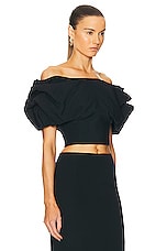 Gabriela Hearst Erwan Top in Black, view 2, click to view large image.