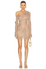 Cult Gaia Bowie Short Knit Dress in Champagne, view 1, click to view large image.