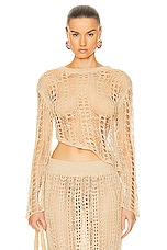 Cult Gaia Gill Crochet Coverup Top in Champagne, view 1, click to view large image.