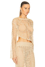 Cult Gaia Gill Crochet Coverup Top in Champagne, view 2, click to view large image.