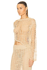 Cult Gaia Gill Crochet Coverup Top in Champagne, view 3, click to view large image.
