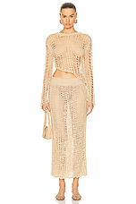 Cult Gaia Gill Crochet Coverup Top in Champagne, view 5, click to view large image.