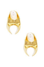 Cult Gaia Shira Earrings in Shiny Brass, view 3, click to view large image.