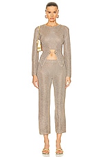Cult Gaia Lawena Fit To Flare Knit Pant in Champagne, view 4, click to view large image.