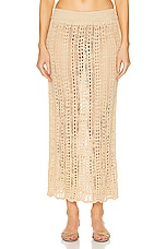 Cult Gaia Dawson Crochet Coverup Skirt in Champagne, view 1, click to view large image.