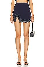 Cult Gaia Arvid Short Knit Skirt in Evening Blue, view 1, click to view large image.