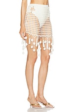 Cult Gaia Moki Crochet Coverup Skirt in Off White, view 2, click to view large image.