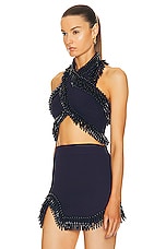 Cult Gaia Clara Halter Knit Top in Evening Blue, view 3, click to view large image.