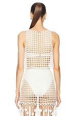 Cult Gaia Mochni Crochet Cover Up Top in Off White, view 3, click to view large image.