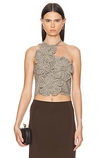 Cult Gaia Nazanin Crochet Top in Tea Shimmer, view 1, click to view large image.