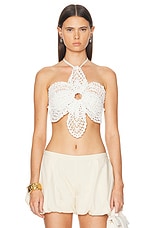 Cult Gaia Darlena Crochet Top in Off White, view 1, click to view large image.