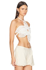 Cult Gaia Darlena Crochet Top in Off White, view 2, click to view large image.