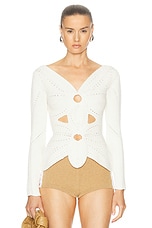 Cult Gaia Lule Crochet Top in Off White, view 1, click to view large image.