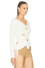 Cult Gaia Lule Crochet Top in Off White, view 2, click to view large image.
