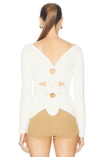 Cult Gaia Lule Crochet Top in Off White, view 3, click to view large image.