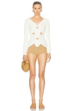 Cult Gaia Lule Crochet Top in Off White, view 4, click to view large image.