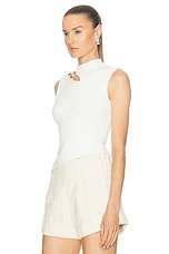 Cult Gaia Araya Knit Top in Off White, view 3, click to view large image.