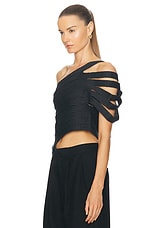 Cult Gaia Sashi Knit Top in Black, view 3, click to view large image.