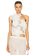Cult Gaia Nazanin Crochet Top in Off White, view 1, click to view large image.