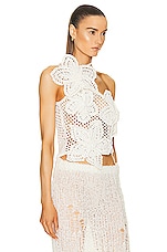 Cult Gaia Nazanin Crochet Top in Off White, view 2, click to view large image.