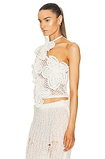 Cult Gaia Nazanin Crochet Top in Off White, view 3, click to view large image.