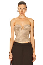 Cult Gaia Ellison Knit Top in Champagne Melange, view 1, click to view large image.