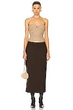 Cult Gaia Ellison Knit Top in Champagne Melange, view 4, click to view large image.