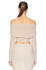 Cult Gaia Nicia Long Sleeve Knit Top in Champagne Melange, view 3, click to view large image.