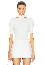 Cult Gaia Brianna Short Sleeve Knit Top in Off White, view 1, click to view large image.