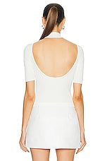 Cult Gaia Brianna Short Sleeve Knit Top in Off White, view 3, click to view large image.