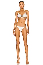 Cult Gaia Liana Bikini Bottom in Off White, view 4, click to view large image.