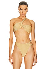 Cult Gaia Charmaine One Shoulder Bikini Top in Champagne, view 1, click to view large image.