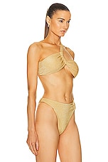 Cult Gaia Charmaine One Shoulder Bikini Top in Champagne, view 2, click to view large image.