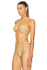 Cult Gaia Charmaine One Shoulder Bikini Top in Champagne, view 3, click to view large image.