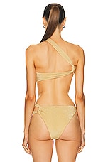 Cult Gaia Charmaine One Shoulder Bikini Top in Champagne, view 4, click to view large image.