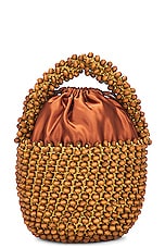 Cult Gaia Cora Mini Top Handle Bag in Chestnut, view 3, click to view large image.