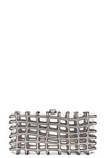 Cult Gaia Rina Clutch in Shiny Silver, view 1, click to view large image.