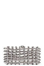 Cult Gaia Rina Clutch in Shiny Silver, view 3, click to view large image.