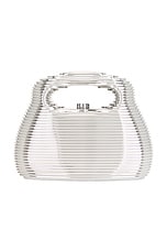 Cult Gaia Mimi Top Handle Bag in Shiny Silver, view 3, click to view large image.