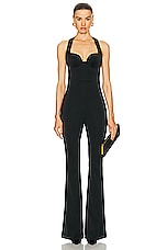 GALVAN Arch Halter Jumpsuit in Black, view 1, click to view large image.