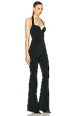 GALVAN Arch Halter Jumpsuit in Black, view 2, click to view large image.