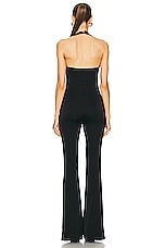 GALVAN Arch Halter Jumpsuit in Black, view 3, click to view large image.