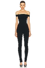 GALVAN Sculpted Aria Catsuit in All Black, view 2, click to view large image.