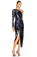 GALVAN Mirrored Mamounia Dress in Midnight, view 2, click to view large image.